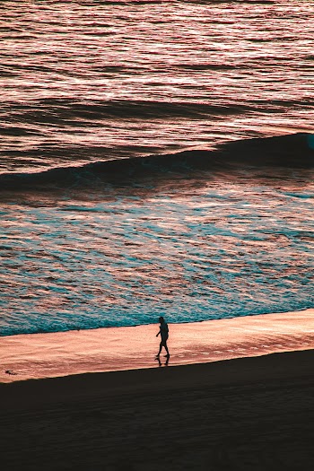 Photo of Person Walking Alone on Seashore