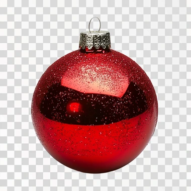 photo of red Christmas ball; photo on white background --s 2