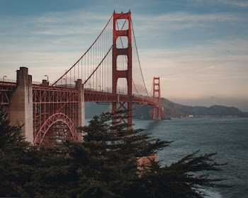Photo of Red Suspension Bridge