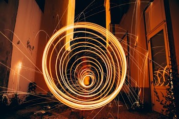 photo of swirling fireworks
