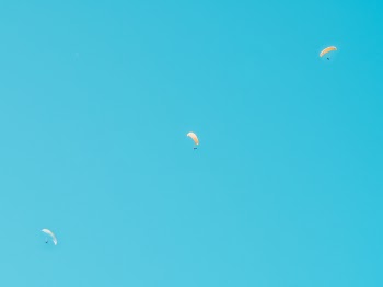 Photo of Three Person in Parachutes