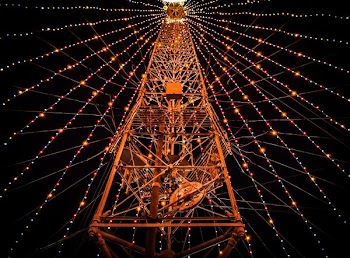 photo of tower with string lights