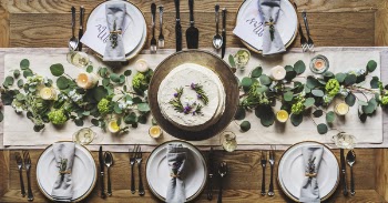 Photo of White Dinnerware Plate Set on Table