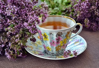Photo of White-pink-and-yellow Ceramic Mug and Saucer