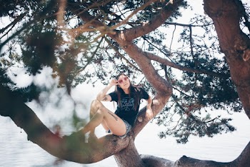 Photo Of Woman Sitting On Tree