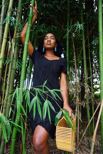 Photo of Woman Standing Beside Bamboo Trees