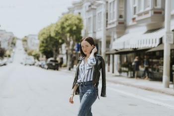 Photo of Woman Wearing Leather Jacket