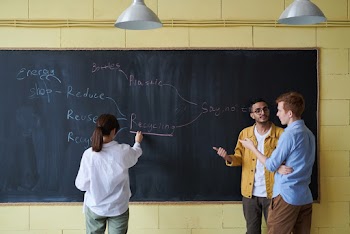 Photo Of Woman Writing On Blackboard