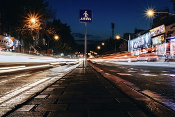 Photo of yellow lights on roads at night