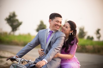 Photo Shoot Of A Wedding Couple Riding A Motorcycle Bike  