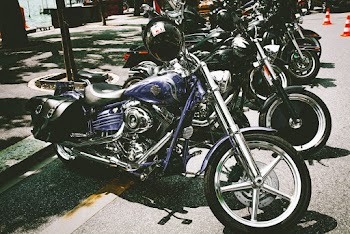 Photograph of Motorbikes Parked on the Street
