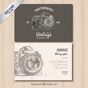 Photographer business card in vintage style Free Vector