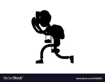 photographer character silhouette on white
