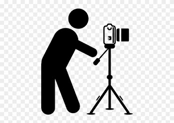 Photographer Standing Behind Photo Camera On A Tripod - Camera On Tripod Icon