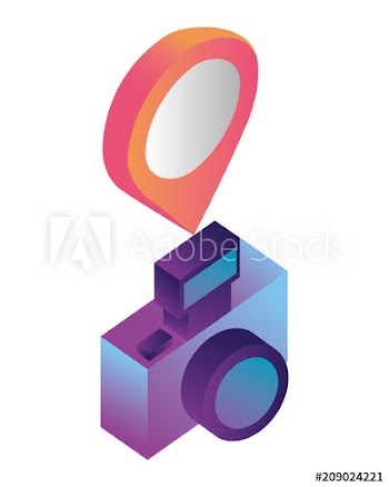 photographic camera with point location isometric design