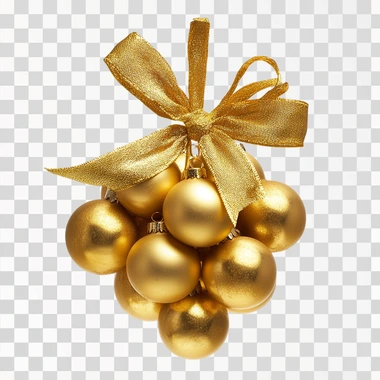 photographic image of a cluster of gold decorative Christmas