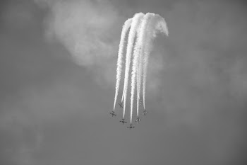 Photography Grayscale of Performing Jet