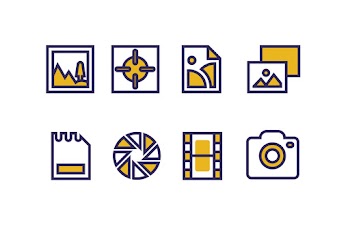 Photography Icons with Duotone Colors