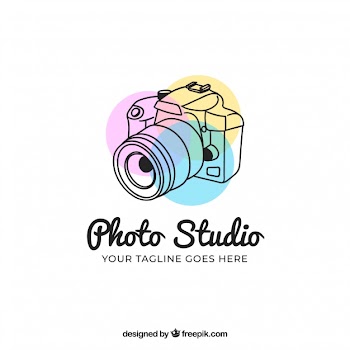 Photography logo with side view Free Vector
