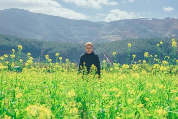 Photography of a Man Surrounded By Flowers