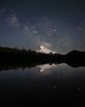 Photography of a Snowy Mountain During Nighttime
