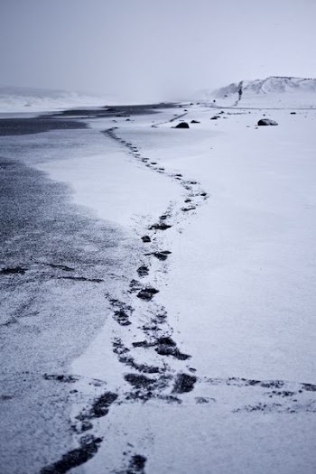 photography of feet print on through mountain