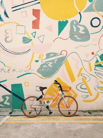 photography of orange and white bicycle