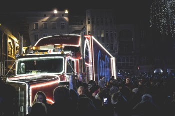 Photography of People Gathered Beside Coca-cola Truck during Nighttime