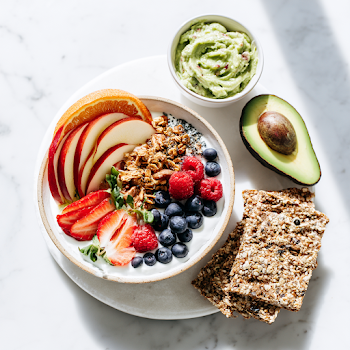 Photorealistic Clean Eating Breakfast Flat Lay