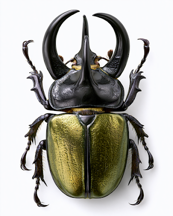 Photorealistic Male Rhinoceros Beetle Macro
