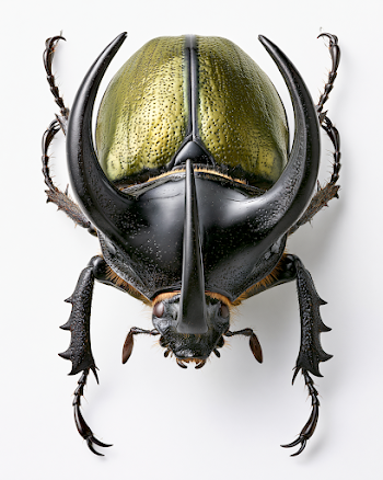 Photorealistic Male Rhinoceros Beetle Macro Photography