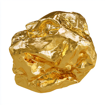 Photorealistic Solid Gold Nugget on White Background
