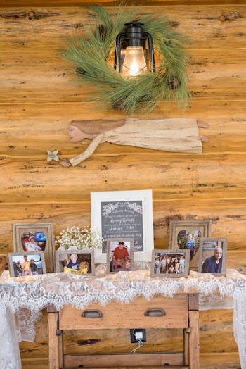Photos on Wooden Side Table