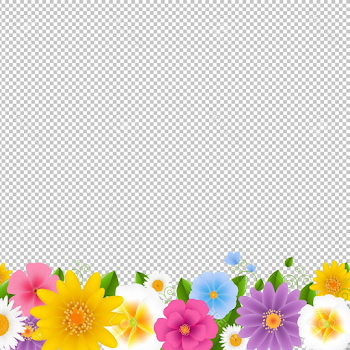 Photostock Vector Flowers Border Transparent Background With ...