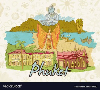 Phuket doodles vector image