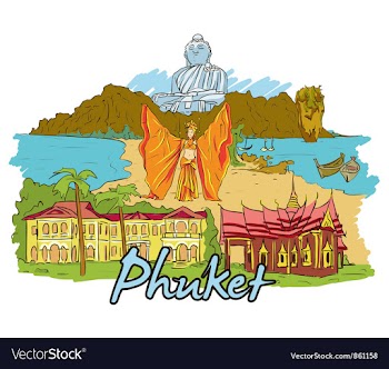 Phuket doodles vector image