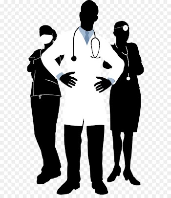 Physician Photography Illustration - Doctors and nurses in black and white silhouette 