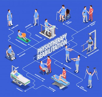 Physiotherapy rehabilitation flowchart illustration Free Vector