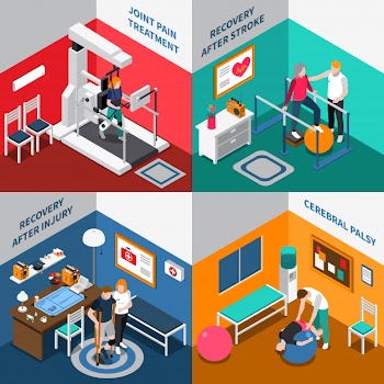 Physiotherapy rehabilitation isometric set Free Vector