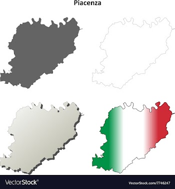 Piacenza blank detailed outline map set vector image