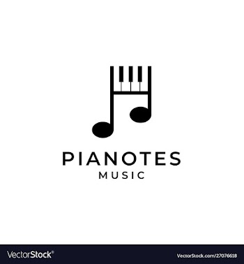 Piano and music notes logo design vector image