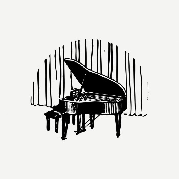 Piano collage element, black & | Free PSD - rawpixel