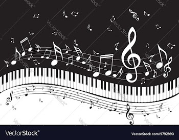 Piano Keyboard with Music Notes vector image