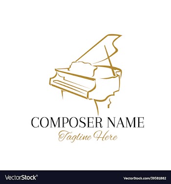 piano logo design in hand drawn style