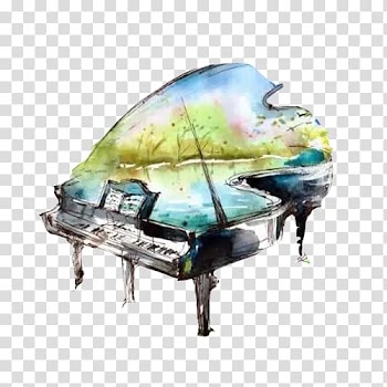 Piano solo Watercolor painting , Piano watercolor material transparent background PNG clipart