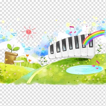 Piano Watercolor painting Illustration, notes transparent background PNG clipart