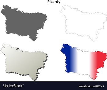 Picardy blank detailed outline map set vector image