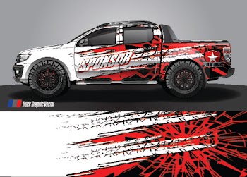 pick up truck and car decal design vector. abstract background livery for vehicle vinyl wrap