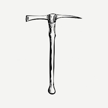 Pickaxe collage element, black & | Free PSD Illustration - rawpixel