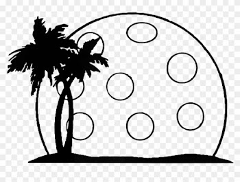 Pickleball Summer Palm Landscape Moon - Silhouette Palm Tree Clip Art